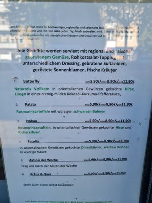 menu at Laris Love Food in Berlin