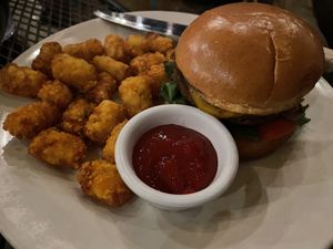 "Vegan burger" came with dairy cheese ☹️  at Lochland's Irish Pub in Dallas
