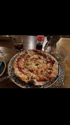 Vegan margarita pizza with basil   at Pizza West in Whitby