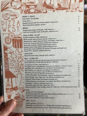 Menu Aug 2025  at Pizza West in Whitby
