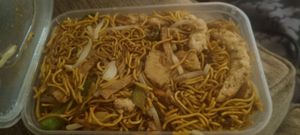 Tiger prawn chow mein at Wawin Vegan Chinese in Sheffield