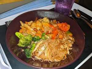 A selection of vegan food including sweet and sour 'chicken' at Wawin Vegan Chinese in Sheffield