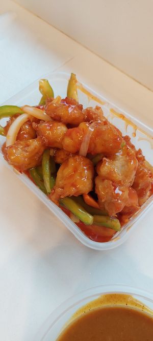 Sezhuan "chicken" at Wawin Vegan Chinese in Sheffield