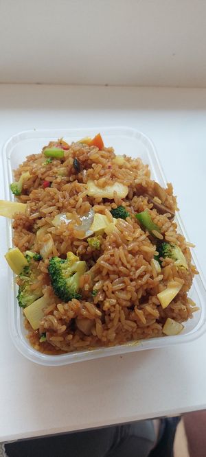 Singapore vegetable fried rice at Wawin Vegan Chinese in Sheffield