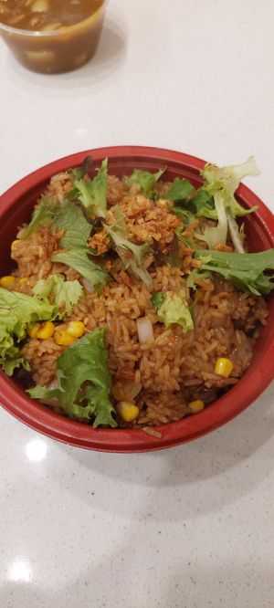 "Beef" fried rice bowl at Wawin Vegan Chinese in Sheffield