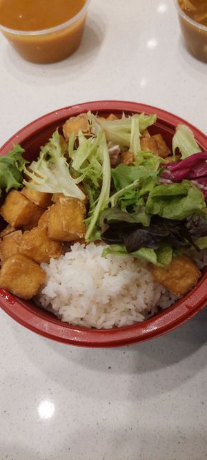 Tofu curry and rice bowl comes with the curry separate at Wawin Vegan Chinese in Sheffield