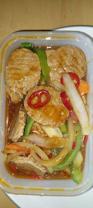 Garlic stir fried "beef" at Wawin Vegan Chinese in Sheffield