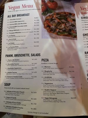 Vegan menu page 1. Dec 2022  at Dolce Italia in Colombo