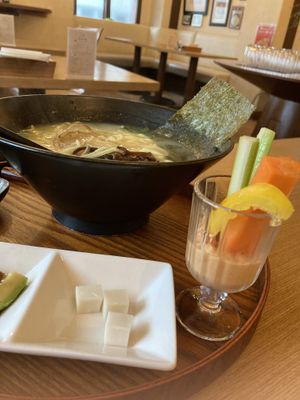 Shio ramen with included side dishes   at Rice Cuisine Suya - 米粉食堂S⊇YA in Yokohama