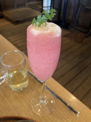Amazake strawberry drink  at Rice Cuisine Suya - 米粉食堂S⊇YA in Yokohama