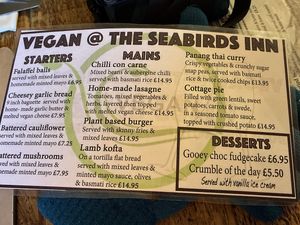 Menu Dec 2025  at The Seabirds Inn in Bridlington