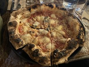 Vegan 4 cheeses (quatre carrers)  at Pizzeria Km0 in Valencia