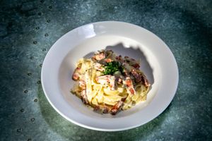 Tagliatelle Carbonara at Odd Frog in Barrow-in-furness