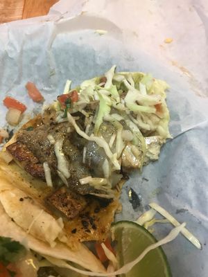 Inside tofu soft taco  at Taco Bus in St Petersburg