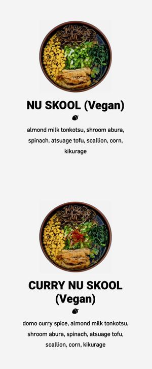 Vegan menu  at Ramen Tatsu-Ya in Austin