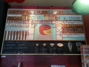 board with chip sizes at Sweet Ritual in Austin