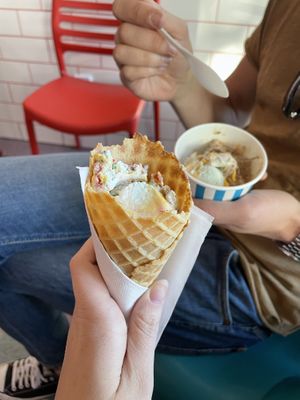 Ok I took one bite out of the cone and maybe a bite out of the cup, but not a ton of ice cream for what we paid.  at Sweet Ritual in Austin