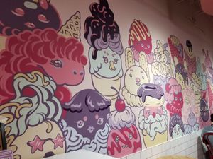 Mural in the shop at Sweet Ritual in Austin
