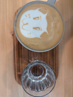 Latte with homemade almond milk at Caleta Dolsa Coffee in Lima