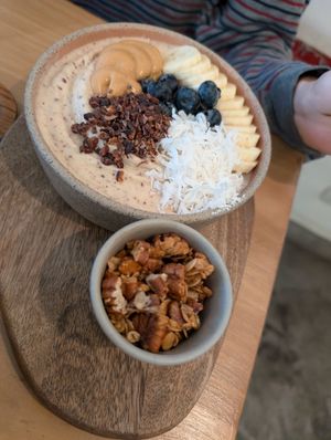 Acai bowl with peanut butter at Caleta Dolsa Coffee in Lima