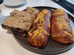 Lunchbox Cookie and two Sausage, Egg, and Cheese Rolls at Flour + Time Bakery in Atlanta