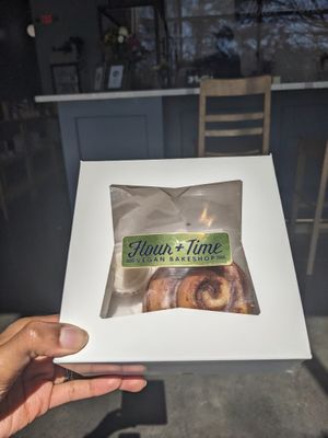 Cinnamon Roll to-go at Flour + Time Bakery in Atlanta