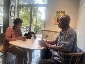 My adorable In-laws  at Flour + Time Bakery in Atlanta