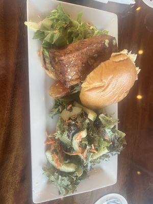 Tofu sandwich with side salad vegan  at Ola Brew in Hilo