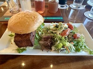 Fried tofu sandwich with avocado added. Yum!  at Ola Brew in Hilo