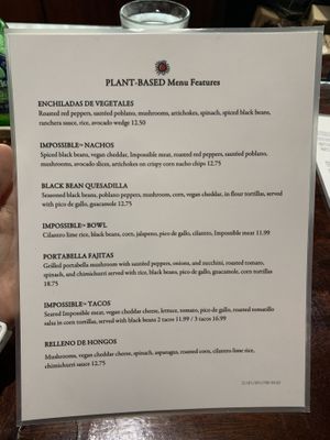 Vegan Menu  at Cantina Laredo in Addison