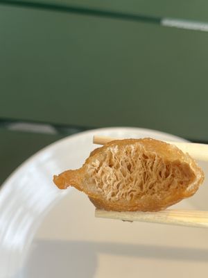 The texture inside the vegan fried chicken   at Northern Eight Coffee in Kobe