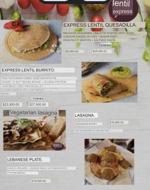 Google translated menu as of April 2022, page 2  at Lenteja Express - Poblado in Medellin