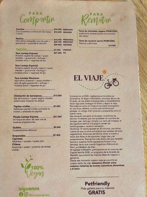 Menu at Lenteja Express - Poblado in Medellin