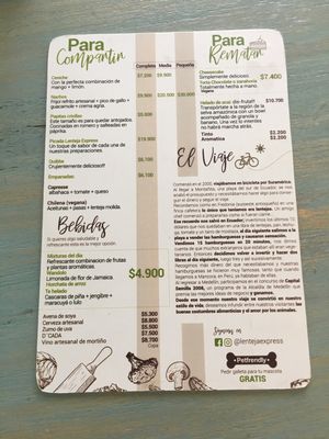 Menu January 2019 (page 1) at Lenteja Express - Poblado in Medellin