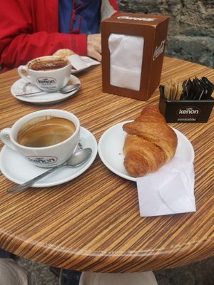 Coffee & mango croissant at Bar Del Chiostro in Naples