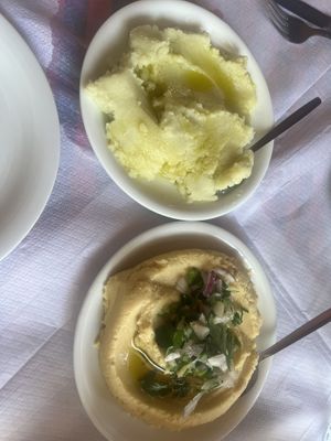 Skordalia and fava  at Platanos Taverna in Athens