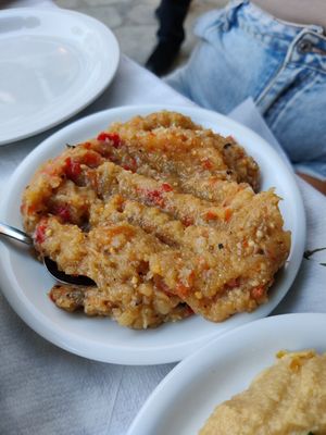 Eggplant dip at Platanos Taverna in Athens