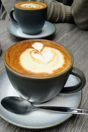 Cappuccino with soja milk at Kardemomme Kaffibar in Forde