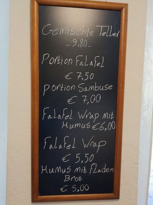 All dishes vegan except tatsiki. at Perschian Imbiss in Lienz