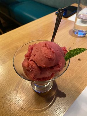 Raspberry sorbet at Prezzo in Enfield