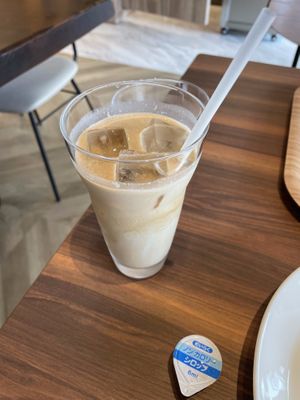 Cafe latte at MERCY Vegan Factory in Osaka