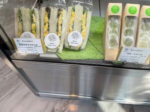 Egg sandwich and fruit sandwich !!!! Egg is so good   at MERCY Vegan Factory in Osaka