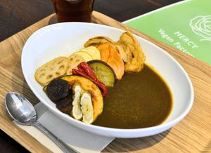 curry with seasonal veges at MERCY Vegan Factory in Osaka