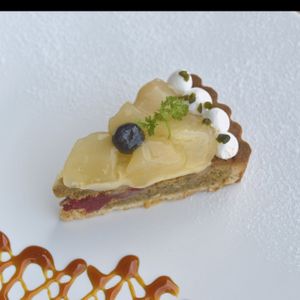 pear tart at MERCY Vegan Factory in Osaka