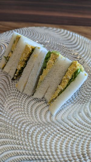 "Egg" sandwich at MERCY Vegan Factory in Osaka