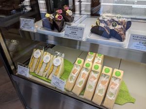 Egg and fruit sandwiches and cakes at MERCY Vegan Factory in Osaka