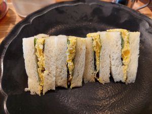 Vegan egg sandwich at MERCY Vegan Factory in Osaka