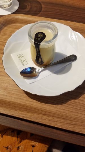 Sweet potato pudding at MERCY Vegan Factory in Osaka