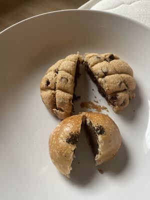 Melon bread and the one stuffed with beanpaste and earl grey  at MERCY Vegan Factory in Osaka