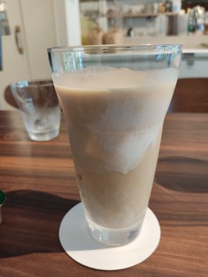 Iced milk tea at MERCY Vegan Factory in Osaka
